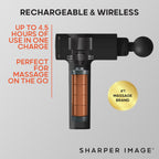 Sharper Image Deep Tissue Percussion Massage Gun, Powerboost Rechargeable Handheld Massager, 6 Adjustable Speeds, 5 Attachment Heads & Carrying Case, Full Body Muscle Pain Relief, Black