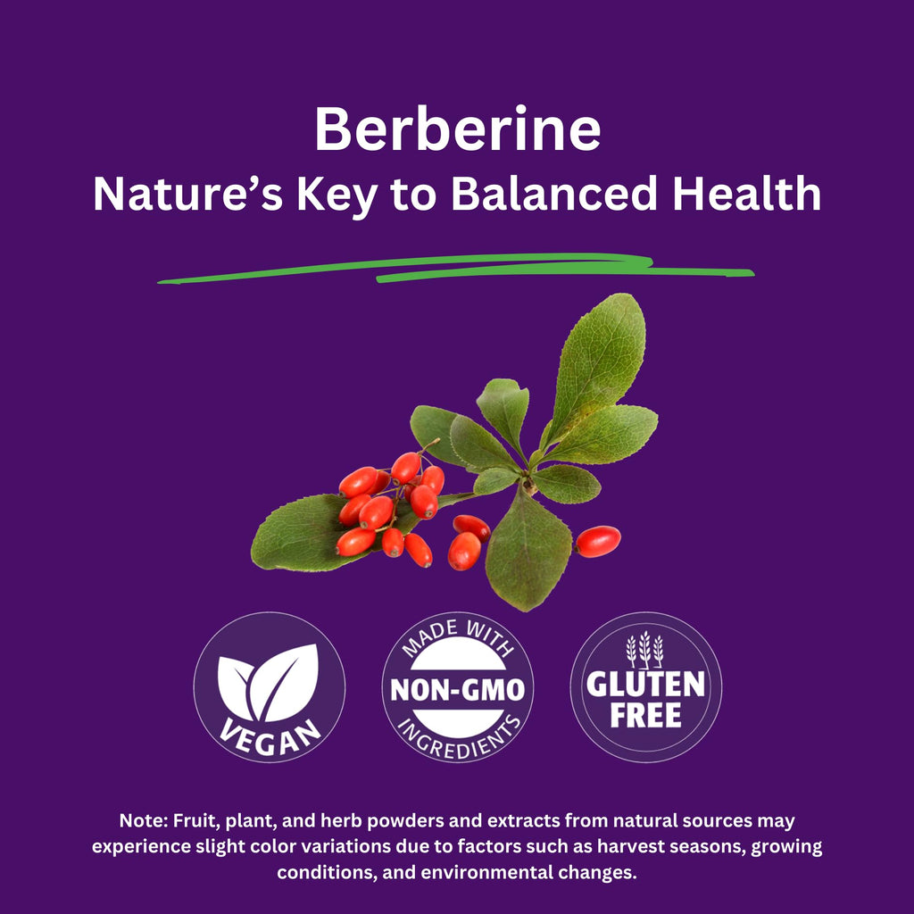 Paradise Herbs, Berberine Extract, 500 mg, Pure & Potent Berberine Supplement, Vegan, Non-GMO, Gluten Free, 60 Vegetarian Capsules