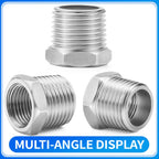 ChillWaves 304 Stainless Steel Pipe Fitting, Reducer Hex Bushing 1/2" NPT Male x 3/8" NPT Female Thread Adapter(12-PACK)