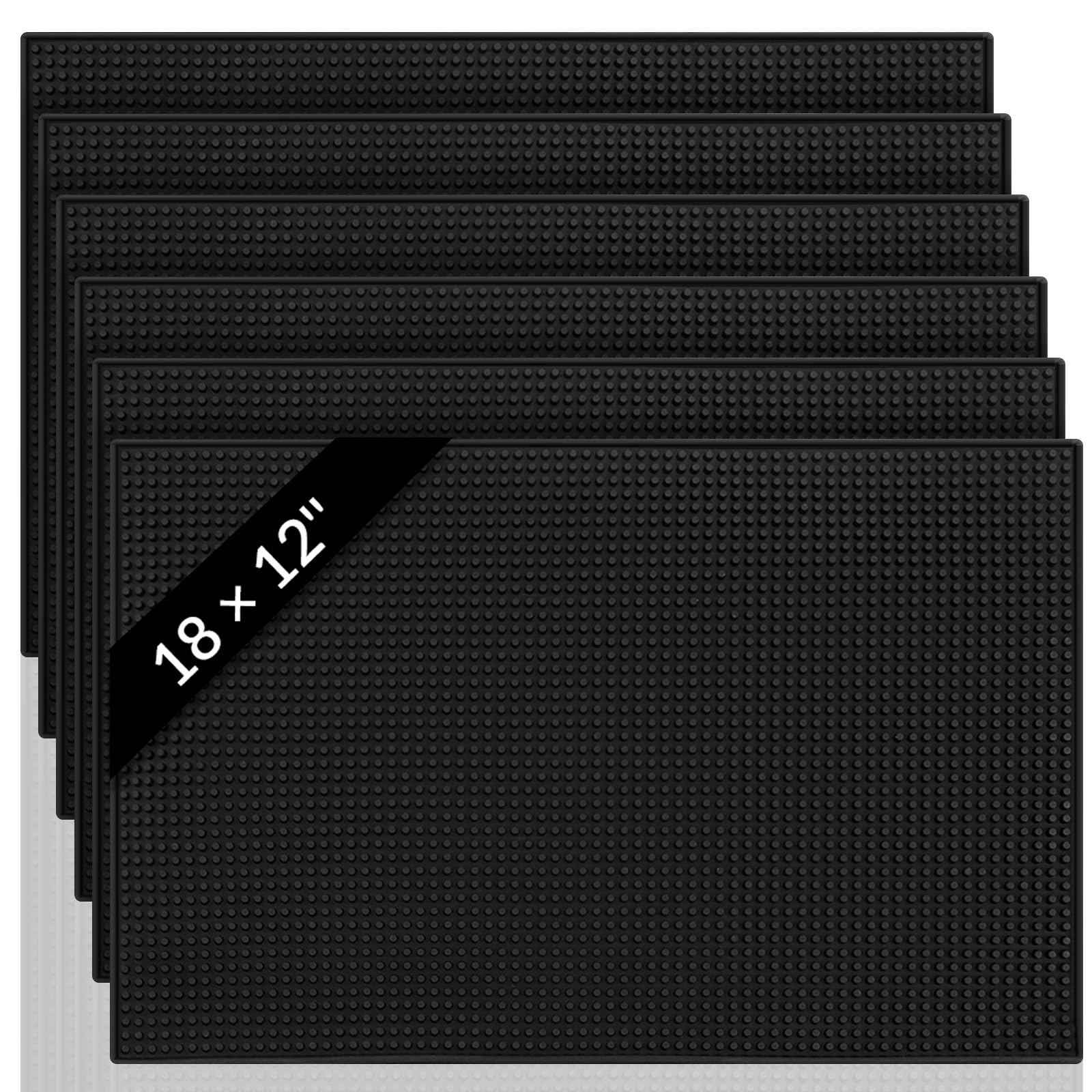 Tioncy 2 Pcs Bar Mat 18 X 12 Inch Black