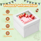 RYDDOY 3 Pack Cake Boxes, 12x12x8 Inches Tall Cake Box with Clear Window
