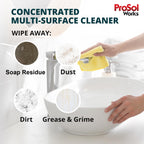 PROSOL WORKS Bathroom Cleaner 16 oz - Daily Cleaning Spray for Shower Curtain, Sink, Shower, Tile, Bathtub, & Toilet Bowl Cleaners Revealing Natural Shine & Refreshing Scent- Safe on All Surface