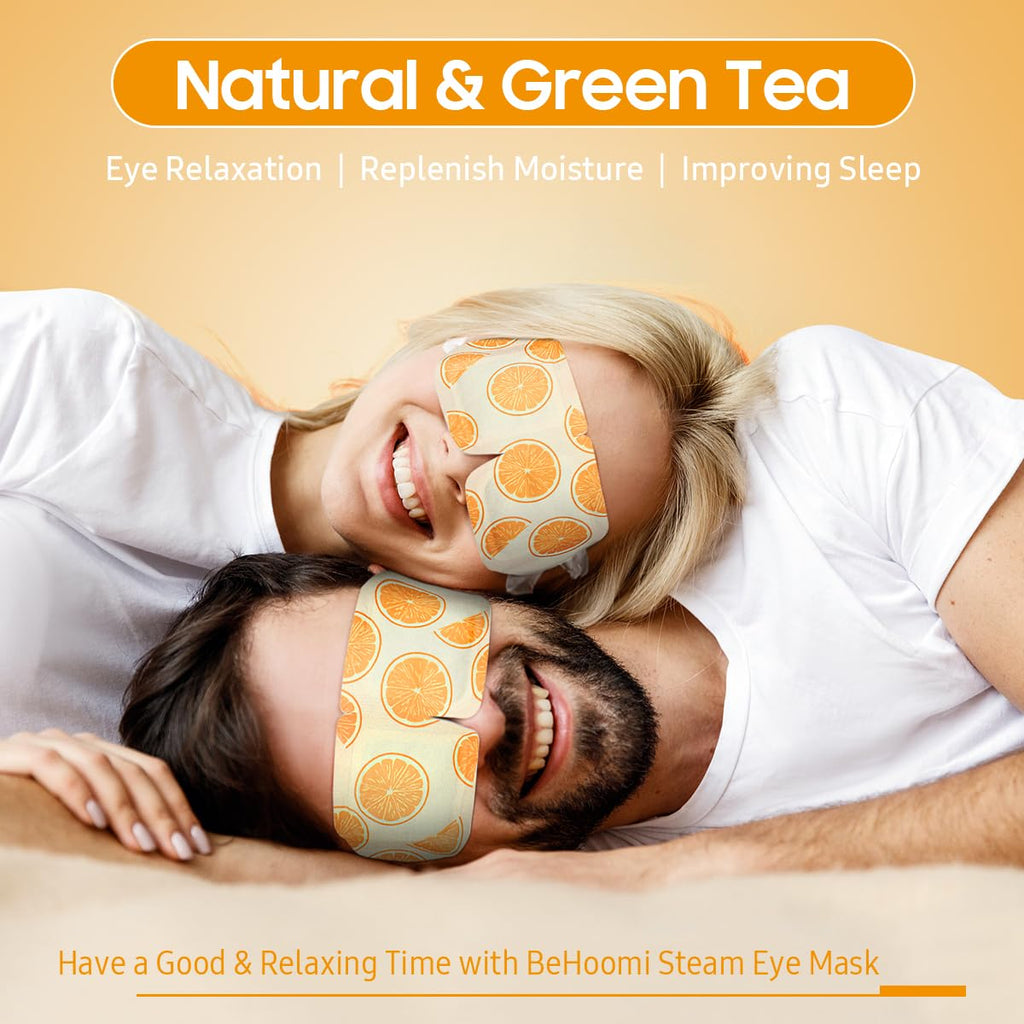 BeHoomi 20Packs Steam Eye Mask, Heated Eye Mask Warm Compress for Eyes, Disposable Self Heating Steam Mask for Home, Sleep, Spa, Travel Essentials & Relaxation Gifts, Valentine's Day Gifts (Orange)