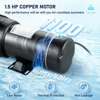 VEVOR Swimming Pool Pump, 1.5 HP 115 V, 1100 W Single Speed Pumps for Above Ground Pool w/Strainer Basket, 5280 GPH Max. Flow, Certification of ETL for Security