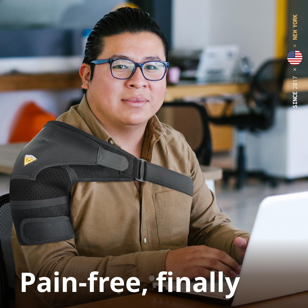 FIGHTECH Rotator Cuff Shoulder Brace for Men and Women - 4 Sizes - Shoulder Support - Pain Relief - Black - X-Large/XX-Large (Chest 48-54" Bicep 17-19")