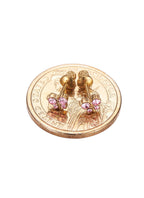 Reggetta Jewelry - Hypoallergenic 18k Gold Plated Butterfly Stud Earrings for Girls, Stainless Steel, with Safety Backs, Pink