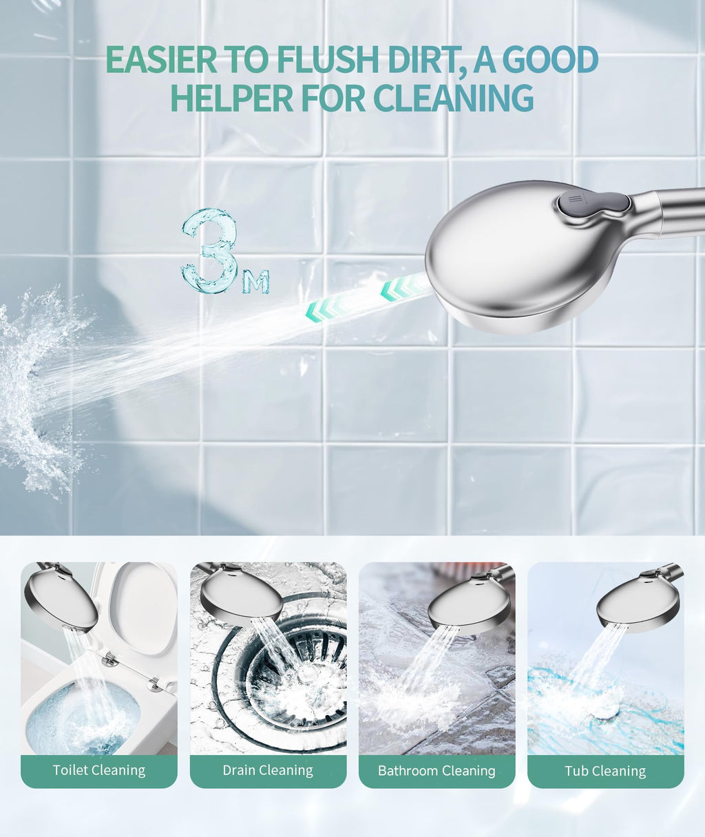 SR SUN RISE Filtered Shower Head with Handheld High Pressure 9 Spray Mode Showerhead Detachable Shower Head Water Softener Filters Beads for Hard Water Remove Chlorine 4 Filters Chrome