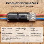 Double Wire Plug in Connector with Locking Buckle, Flame Retardant Locking Wire Quick Connectors, Suitable for Emergency Repairs, Home and Automotive Wiring, Easy to Use (50PCS for 18-22 AWG)