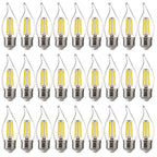 FLSNT LED Chandelier Edison Bulbs 5000K Daylight, 60W Equivalent, Dimmable CA11 E26 Base LED Candelabra Bulbs, 550LM, 24 Pack UL,CA65 Listed.