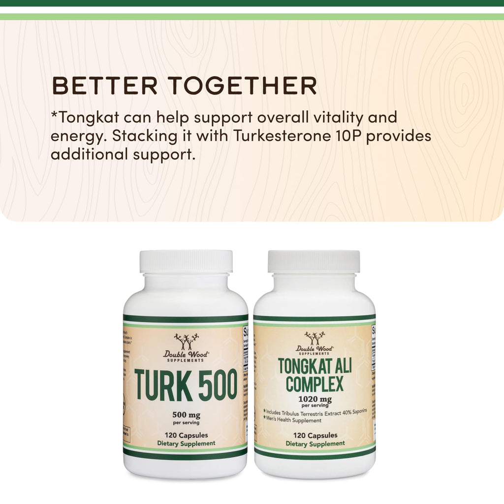 Turkesterone Supplement 500mg, 120 Capsules (Ajuga Turkestanica Extract Std. to 10% Turkesterone) Similar to Ecdysterone for Men's Health Support (Manufactured and Tested in the USA) by Double Wood