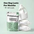Pronounce Laundry Detergent Powder Alternative | Non-Toxic, Eco-Friendly, Natural for Sensitive Skin, Eczema, and Babies. Stain + Smell Fighting. HE Safe (Peppermint, 120 Loads)