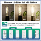 EMYMLITE 12 - Pack 60 Watt Equivalent Edison Light Bulbs, E26 Shatterproof LED Filament Light Bulbs, Neutral White 4000K, Dimmable, Antique Filament Decorative Light Bulbs, ST19/ST58 LED Edison Bulb