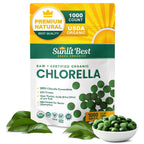 Sunlit Best USDA Organic Premium Chlorella Tablets 1000 Count | 100% Pure Chlorella Superfood Supplement High in Protein, Chlorophyll, Vitamins, & Minerals | Supports Good Health, Wellbeing