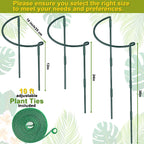 HiGift 4 Pack Height Adjustable Metal Plant Support (36" H or 24" H or 12" H), Heavy Duty Peony Cages and Supports, Half Round Tall Plant Support Ring for Outdoor Indoor Plant Hydrangea Flower