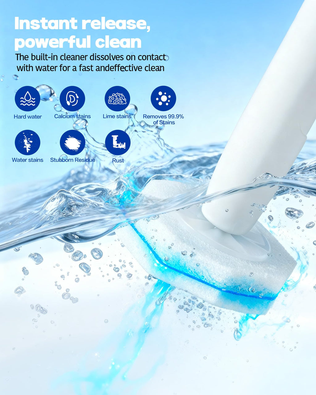 60 Pack Toilet Wand Refills Compatible with Clorox Toilet Brushes, Instant Foam Cleaning, Secure Lock No Slipping, Odor Neutralizing, Easy Snap-On Design