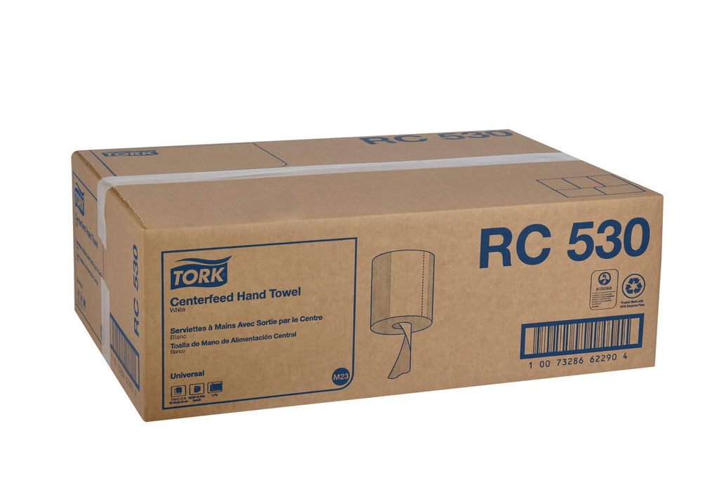 Tork Centerfeed Hand Towel White M23, One-at-a-time Dispensing, 6 x 530 Towels, RC530