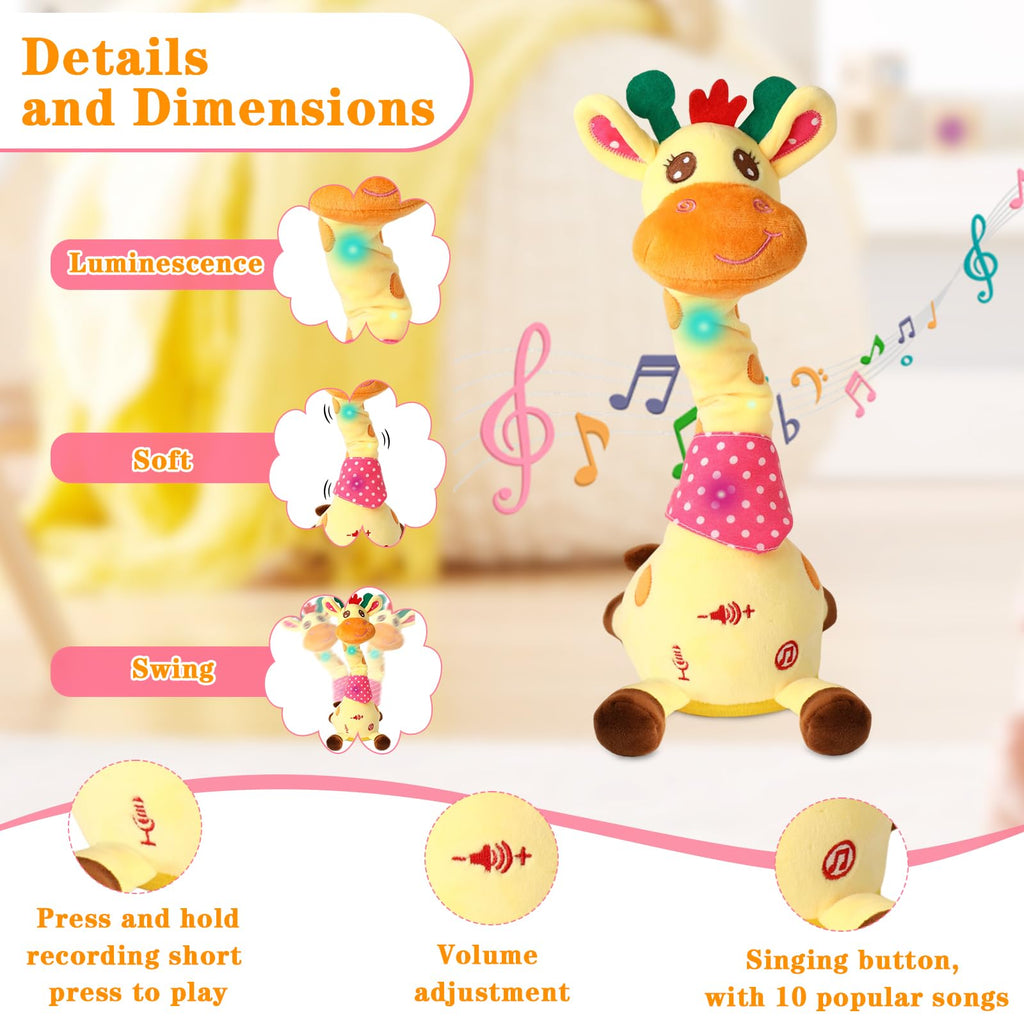 LLUKEME Dancing Talking Giraffe Toy, Singing Giraffe Baby Toys for Kids
