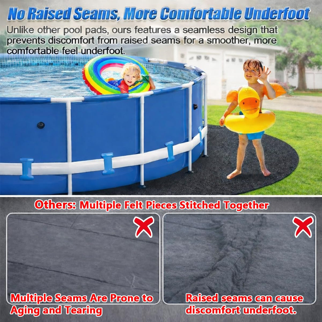 Abimars Pool Liner Pad for Above Ground Pools, 12 FT Round Extra-Thick Pool Mat, Seamless Comfort Underfoot, Puncture-Resistant Industrial-Grade Black Synthetic Fiber Pad