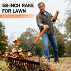 Nohovu Garden Rake - 14 Tine Heavy Duty Rake with 58 Inch Fiberglass Handle