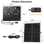 ladate 25W Metal Frame Solar Powered Fan with Battery