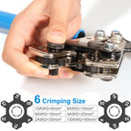 Solsop Battery Cable Crimper Tool for AWG 10, 8, 6, 4, 2, 1/0 Gauge Electrical Lug, Battery Lug Crimping Tool with 60PCS Copper Wire Lugs and Heat Shrink Tubing, Cable Cutter