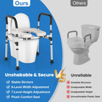 Toilet Seat Riser for Seniors, Raised Toilet Seat with Handles - FSA/HSA Eligible, Adjustable Height & Width, Supports 400 lbs - Universal Fit for Elderly, Handicap, Post-Surgery & Pregnancy