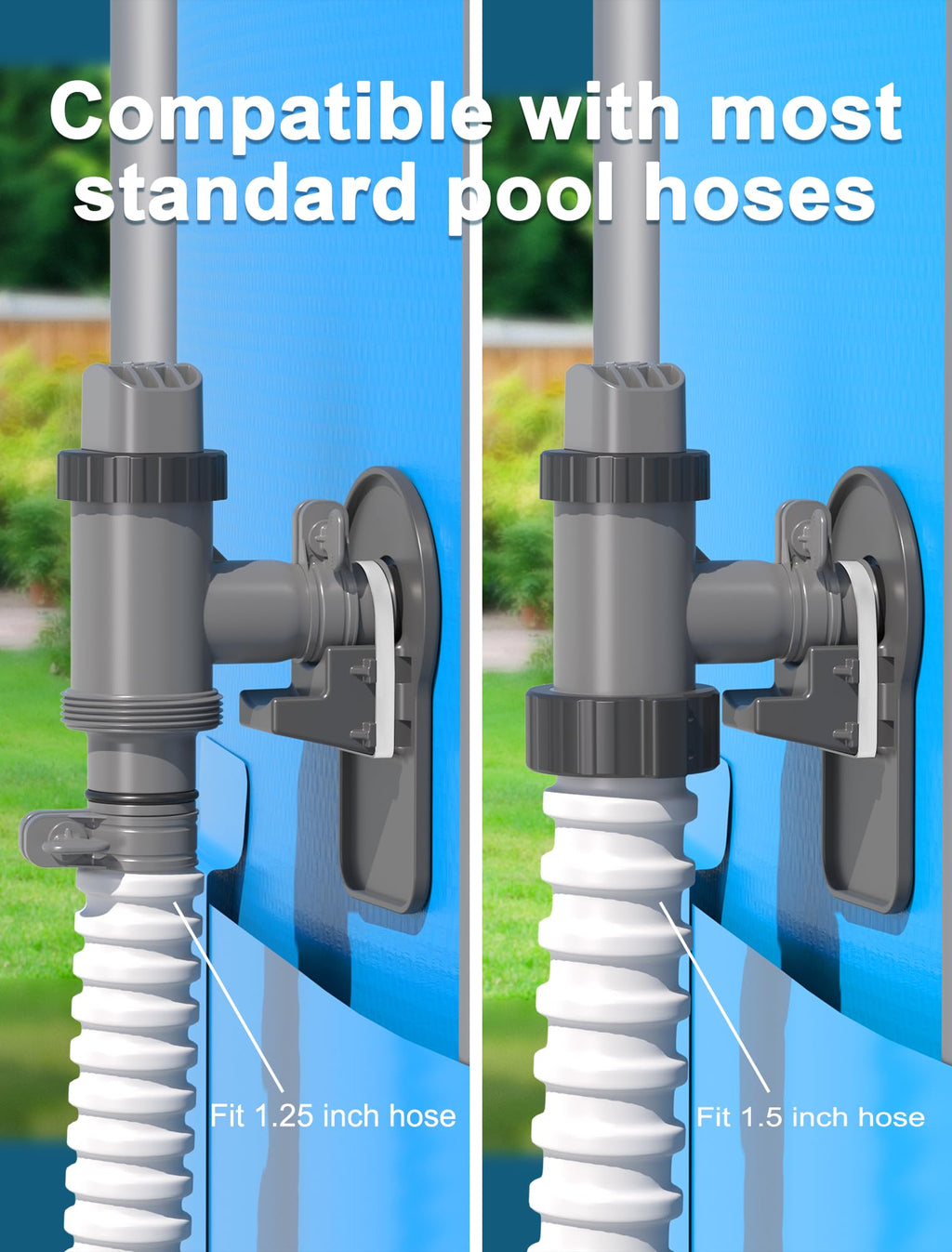 POOLHOUR Plunger Valve with Pipe Holder & Pool Hose Adapter, Above Ground Pool Pump Replacement Parts Compatible with I*tex/Col*m*n Pool, 2 Pack