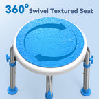 Loyoda FSA/HSA Eligible Swivel Shower Stool with Reinforced Crossing Bar, Height Adjustable Round Shower Chair for Inside Shower, Tool Free Assembly Shower Seats for Adults, 350lbs