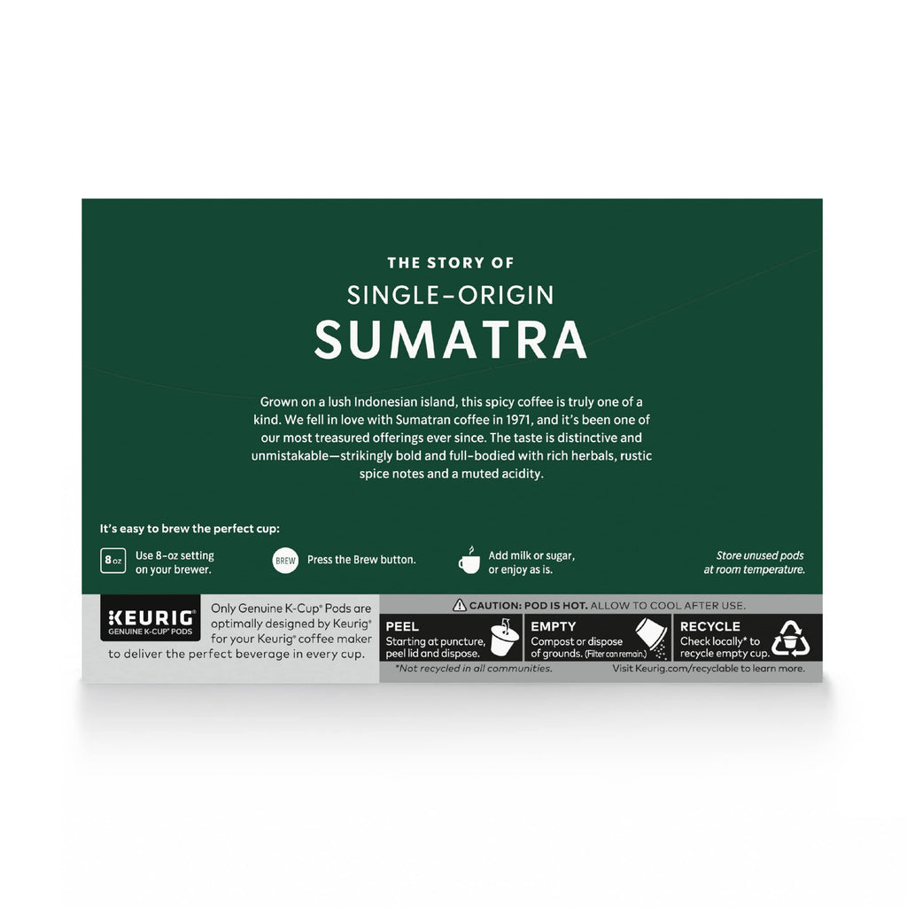 Starbucks K-Cup Coffee Pods, Dark Roast Coffee, Sumatra for Keurig Brewers, 100% Arabica, 6 boxes (60 pods total)