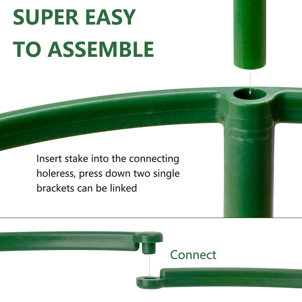 36Packs Plant Support Stake Half Round Plant Support for Indoor Plants, Stackable 3 Tier Garden Flower Support, Plant Rings for Tomato,Monstera, Peony, Hydrangea, Climbing Plants