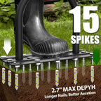 Aerator Lawn Tool Lawn Aerator -Heavy Duty Manual Grass Aerator with 15 Iron Spikes, Height Adjustable, Yard Aerator Tool for Lawn（Black）