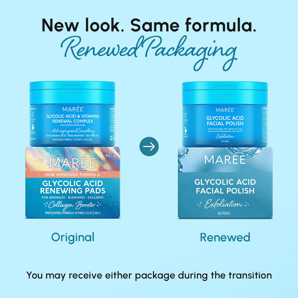 MAREE Glycolic Acid Toner Pads - Face Pads for Exfoliating Peel Zero Pore