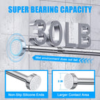TEECK Shower Curtain Rod, 32-80 inch Adjustable Spring Tension Curtain Rod, Never Rust Anti-Slip Shower Curtain Rod for Bathroom, No Drilling, Never Collapse, Easy to Use, Silver