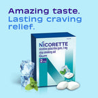 Nicorette Nicotine Gum Stop Smoking Aid, 2 mg, White Ice Mint Flavor - 200 Count
