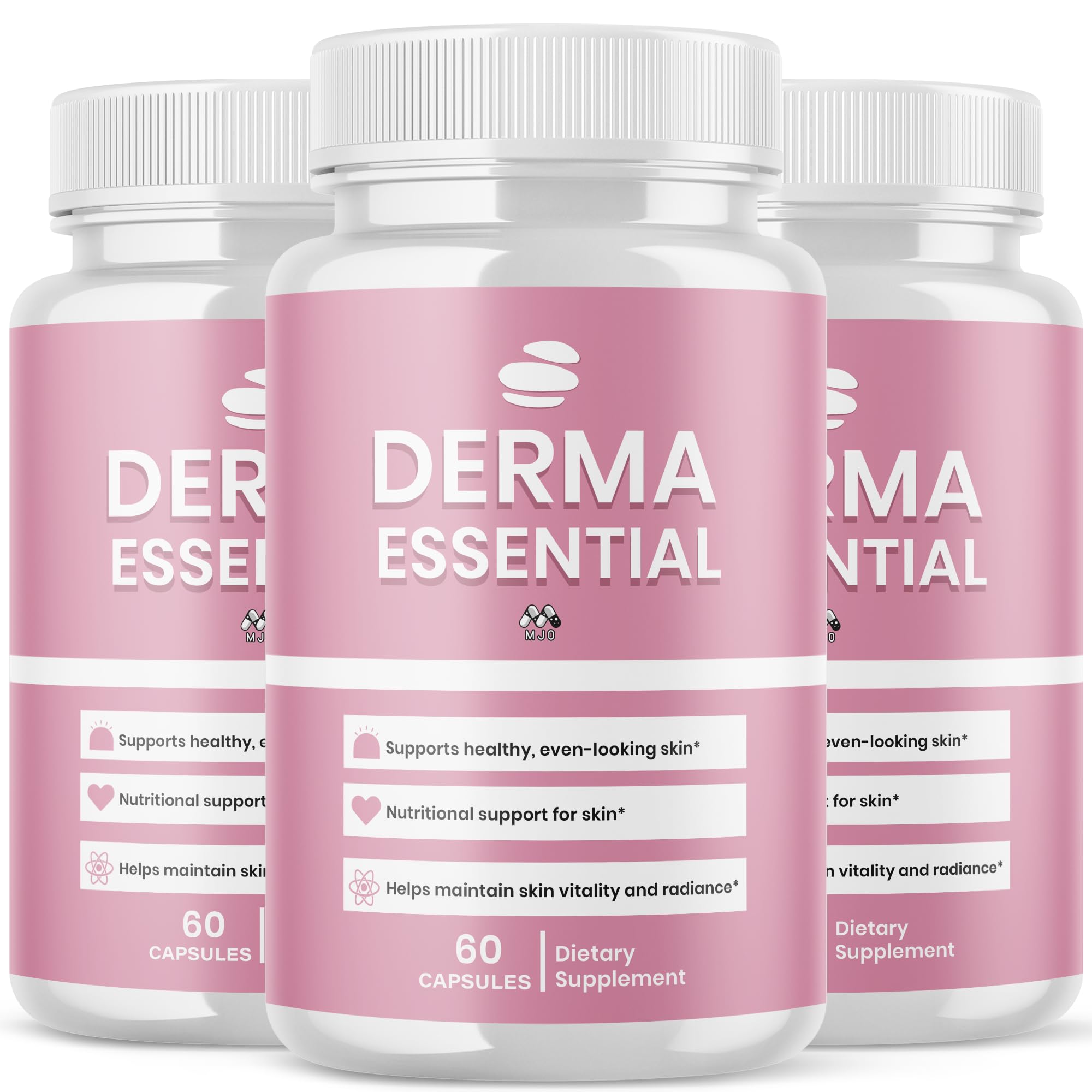 (3 Pack) Derma Essential Capsules, Official DermaEssential Pills with All Natural Ingredients, Advanced Probiotic Skin & Health Support, Maximum Strength Supplement for Overall Wellness (180 Capsules)