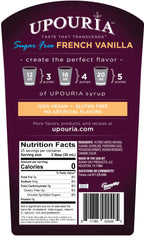 Upouria Coffee Syrup Sugar Free Variety Pack: French Vanilla, Caramel and Hazelnut, 100% Vegan, Gluten Free, Kosher, Keto, 750 mL Bottle (Pack of 3) - Pump Sold Separately