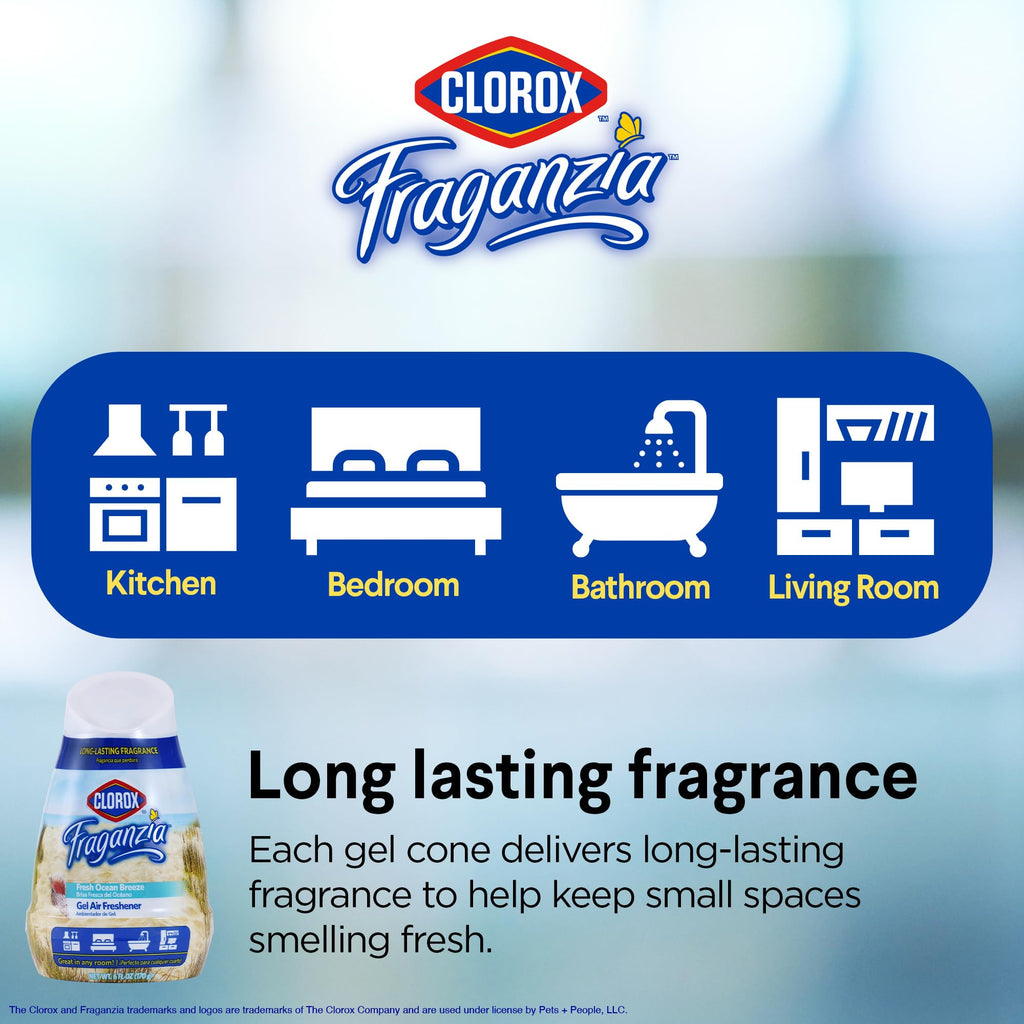 Clorox Fraganzia Gel Air Freshener Cone, Fresh Ocean Breeze, 6 Oz, 12-Pk