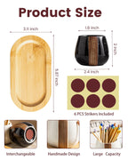Zoeeker Ceramic Match Holders with Striker - Matchstick Container Set of 2 with Tray for Christmas Bathrooms, Cafes & Modern Homes - Matches NOT Included, Black and White