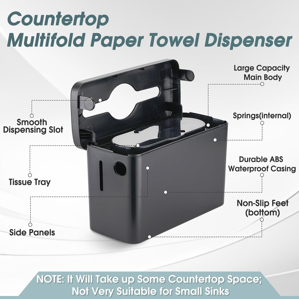 DUTYWORKS Multifold Paper Towel Dispenser Countertop, Black