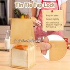 HONKID Bread and Cookie Bags with Seal, 50 Pack 11 x 5.1 x 3.9 Inches Bakery Bags with Window Reusable Tin Tie Tab Lock for Sealed Baked Goods Packaging for Pastry Bagels Breads Treats Cookies Brown