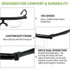 Ouolipraa Flex Focal Adjustable Glasses Dial Vision Reading Glasses Zoom Eyeglasses for Men Women One Power Auto Focus 0D to 400D Presbyopic Readers Variable Focus Eyewear Read Distance Near Far Sight