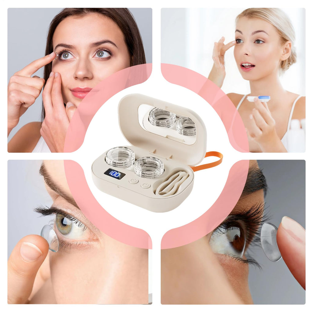 Contact Lens Cleaner Machine - Ultrasonic Small Daily Supplies | Contact Lens Case,for Gym Sports Running Fitness Outdoor Travel Office Hotel
