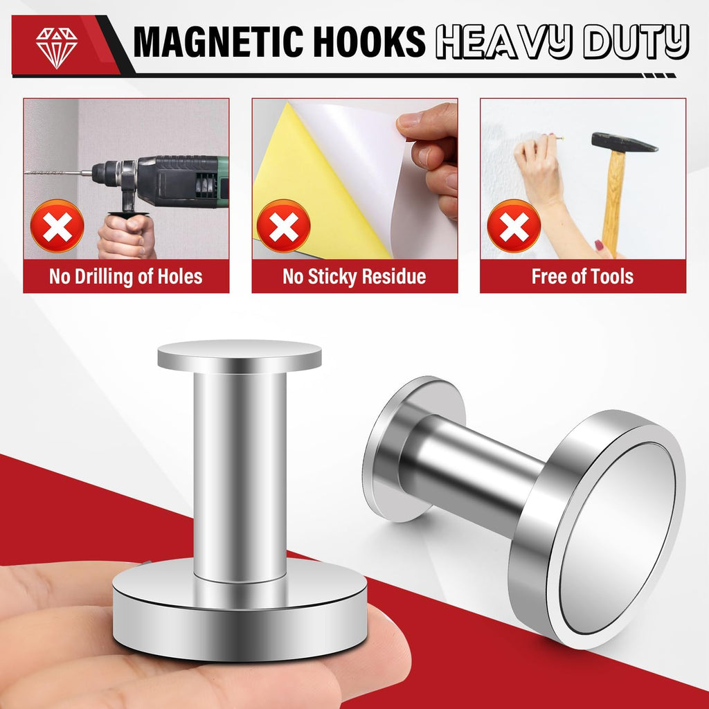 Buelkmag Magnetic Hooks for Cruise Cabins Strong Magnets Hooks Silver 150Lb