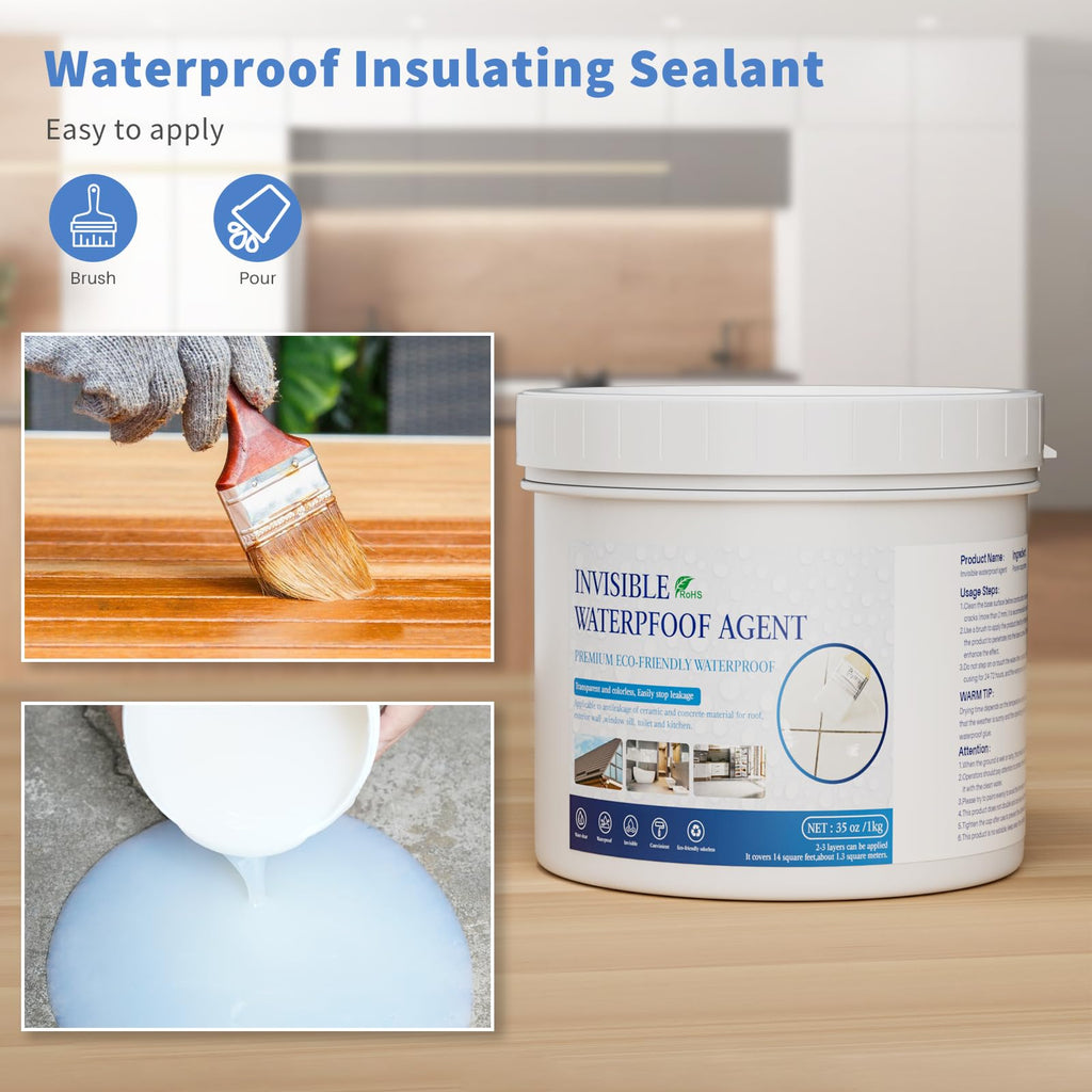 Xmntdo Invisible Waterproof Agent Transparent Repairing Leak Waterproof Adhesive for Roofs, Walls, Bathroom, Shower, Window Sills, Indoor & Outdoor Water Proof Coating 35 Oz