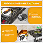 HOSAAM Stove Gap Covers Stainless Steel Black, Stove Gap Filler Extendable Length 13.8" to 27.5", Width 0.79" Oven Gap Filler, Heat Resistant Guard Between Stove Top & Counter (2 Pack)
