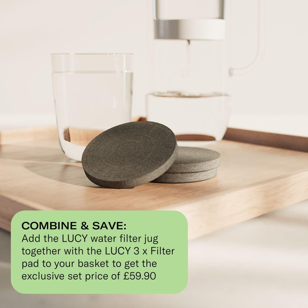 LUCY® Water Filter cartridges - 3X Water Clarity Filter pad Refills for LUCY® Filter Carafe | Filters pollutants and Keeps Minerals with ion Exchange Technology | Patented, scientifically Tested