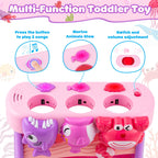 V-Opitos Musical Toys for Toddler 1, 2, 3 Years Old, Feeding Interactive Toys for Baby 9-12 Months, 6 7 8 9 10 12+ Months, Montessori Education Toy, Perfect Christmas Birthday Gifts Boy & Girl (Pink)