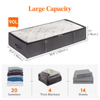Lifewit 95L 4 Pack Under Bed Storage Container, Blanket Organizer, Gray