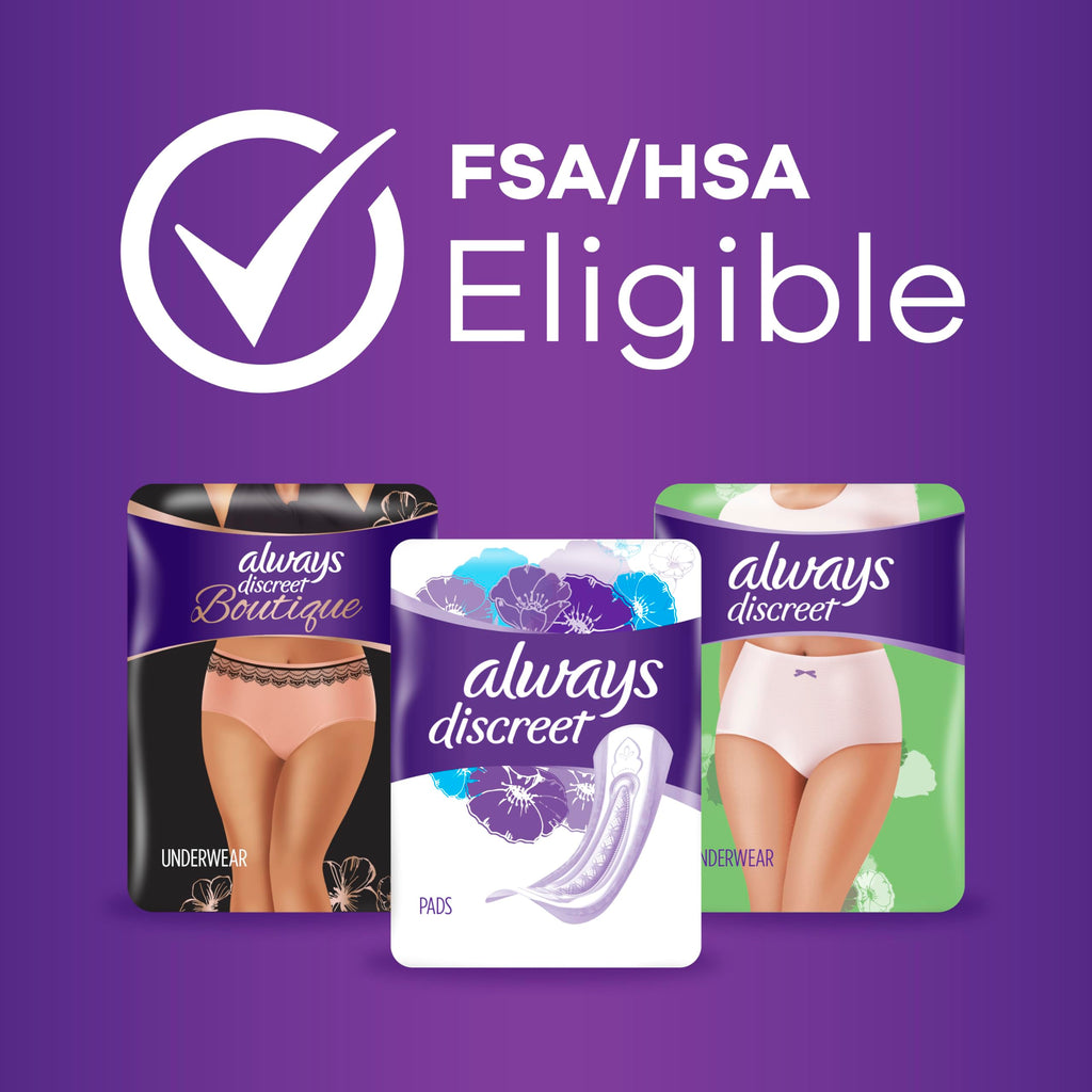Always Discreet Adult Incontinence & Postpartum Underwear For Women, Size Small/Medium, Maximum Absorbency, Disposable, 32 Count x 2 Packs (64 Count total) (Packaging May Vary)