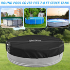 8ft Extra Large Round Stock Tank Pool Cover,Steel Round Stock Tank Pools Cover for Protection from Debris, Leaves, Dust - Waterproof and UV Resistant,Stock Tank Pools Cover with Drawstring Design